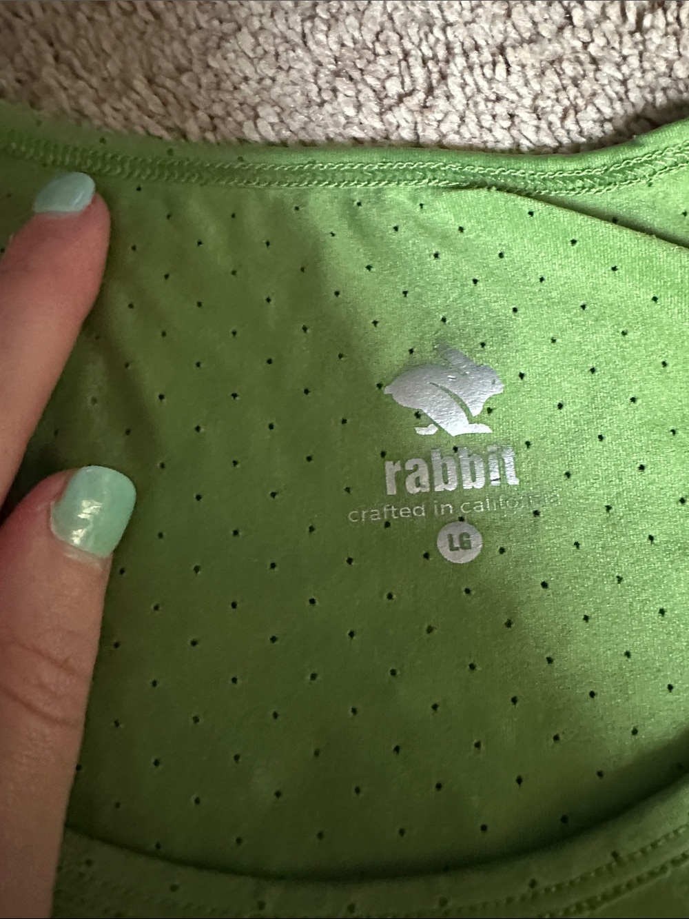Rabbit Rabbit Rabbit Lime Green Perforated Athletic Tank - Picture 3 of 7